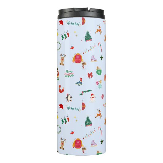Schattigee kerstdetails reizen in de winter thermosbeker (Achterkant)