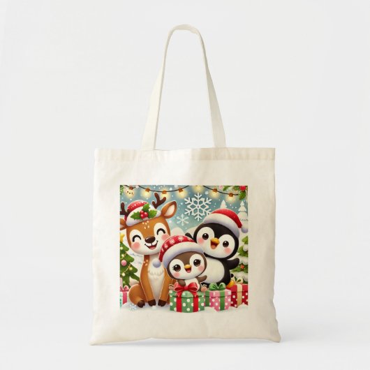 Schattigee Kerstdieren Design Bag Tote Bag (Voorkant)