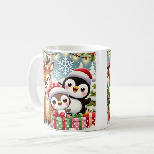 Schattigee Kerstdieren Design Mok (Voorkant links)