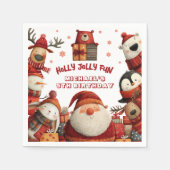 Schattigee kerstdieren grillige kerstmis Kinderen  Servet (Voorkant)