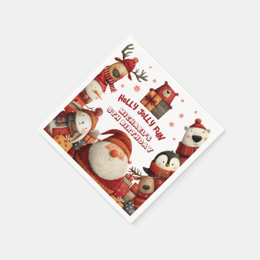 Schattigee kerstdieren grillige kerstmis Kinderen  Servet (Hoek)