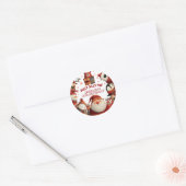 Schattigee Kerstdieren Kerstfeest Kinderen Verjaar Ronde Sticker (Envelop)