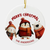 Schattigee kerstdieren Vrolijk kerstfeest familien Keramisch Ornament (Voorkant)