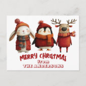 Schattigee Kerstdieren Vrolijk Kerstfeest van Fees Feestdagenkaart (Voorkant)
