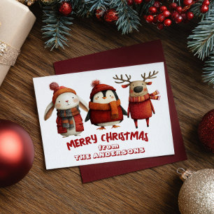 Schattigee Kerstdieren Vrolijk Kerstfeest van Fees Feestdagenkaart