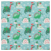 Schattigee kerstdinosaurussen op blauw stof (Swatch)