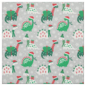 Schattigee kerstdinosaurussen op grijs stof (Swatch)