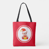 Schattigee Kersteelf omringd door harten op rood Tote Bag (Achterkant)