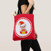 Schattigee Kersteelf omringd door harten op rood Tote Bag (Dichtbij)
