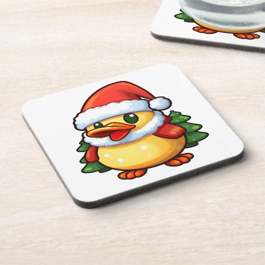 Schattigee kersteend in kerstmuts bier onderzetter (Linkerzijde)