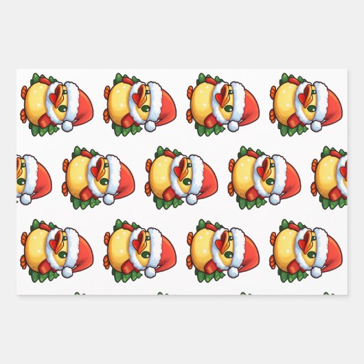 Schattigee kersteend in kerstmuts inpakpapier vel (Voorkant)