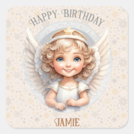 Schattigee kerstengel 1e verjaardagsplein Sticker