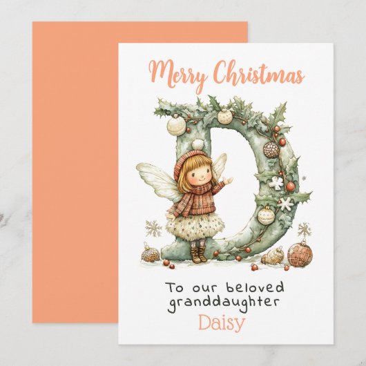 Schattigee kerstfee gepersonaliseerde kleindochter feestdagenkaart (Voorkant / Achterkant)