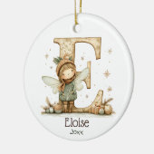 Schattigee Kerstfee Initiaal Gepersonaliseerde Vak Keramisch Ornament (Links)