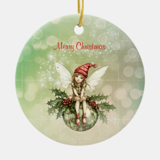 Schattigee kerstfee op een Ornament (Voorkant)