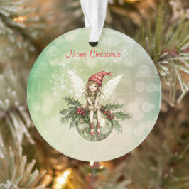 Schattigee kerstfee op een Ornament