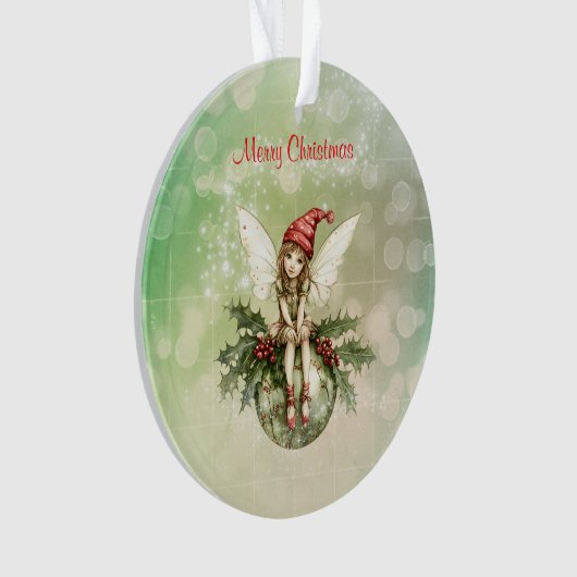Schattigee kerstfee op een Ornament (voorkant)