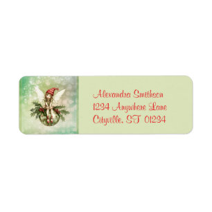 Schattigee kerstfee op een Ornament Etiket