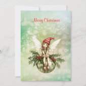 Schattigee kerstfee op een Ornament Feestdagenkaart (Voorkant)