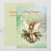 Schattigee kerstfee op een Ornament Feestdagenkaart (Voorkant / Achterkant)