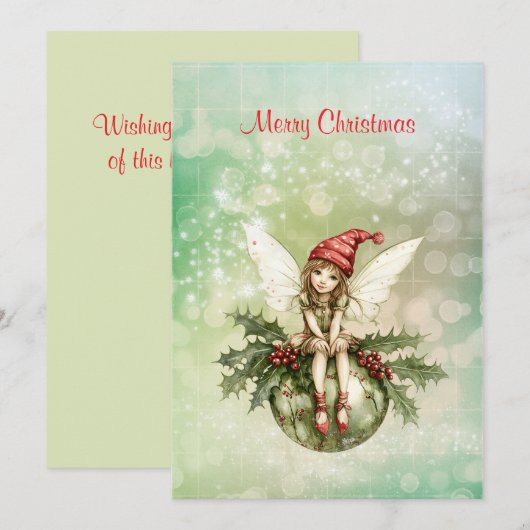 Schattigee kerstfee op een Ornament Feestdagenkaart (Voorkant / Achterkant)