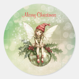 Schattigee kerstfee op een Ornament Ronde Sticker