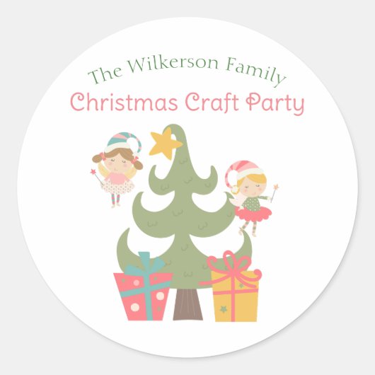 Schattigee Kerstfeeën Ronde Sticker (Voorkant)