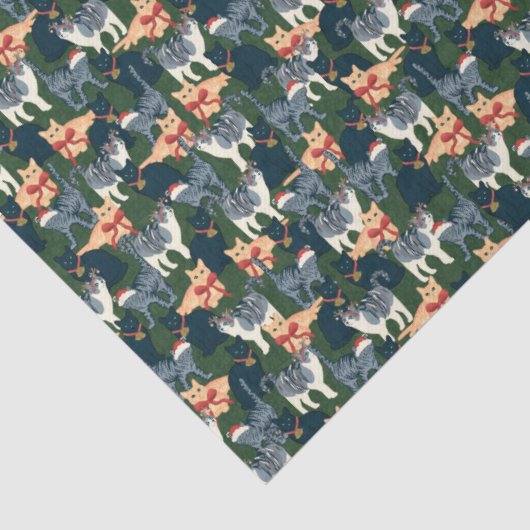 Schattigee kerstfeestkatten tissuepapier (Detail)