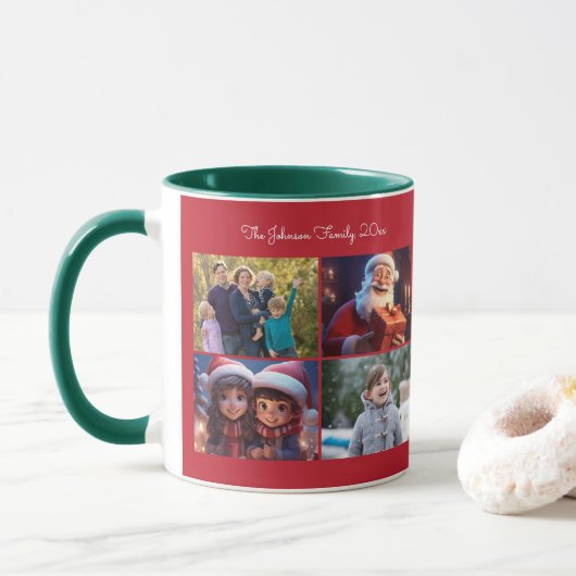 Schattigee Kerstfoto Familie Koffie Mok (Met donut)