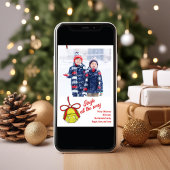 Schattigee kerstfoto Jingle Bells Feestdagenkaart