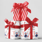 Schattigee Kerstfoto Joy Typography Custom Inpakpapier Vel