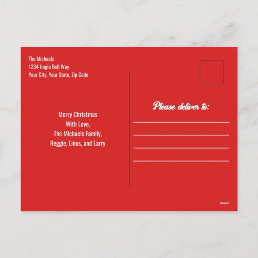 Schattigee kerstfotokaart Jingle All the Way Feestdagenkaart (Achterkant)