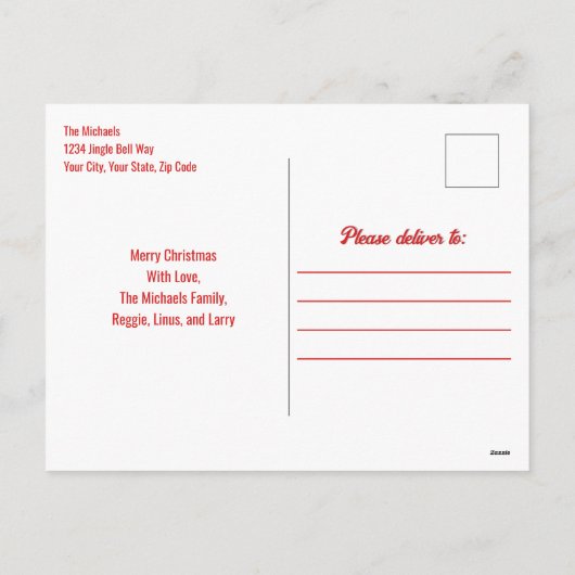 Schattigee kerstfotokaart Jingle All the Way Feestdagenkaart (Achterkant)