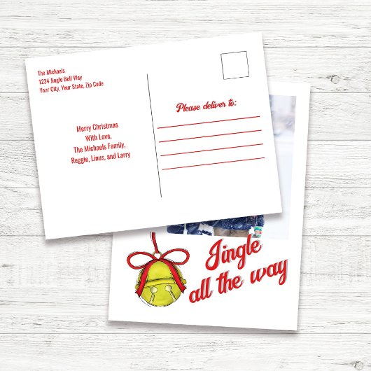 Schattigee kerstfotokaart Jingle All the Way Feestdagenkaart