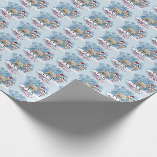 Schattigee kerstgeit op de Noordpool Cadeaupapier (Hoek)