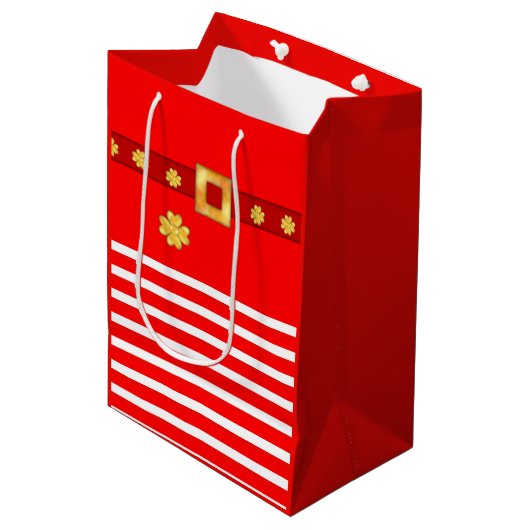 Schattigee kerstgestreepte cadeautas (Voorkant Gekanteld)