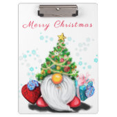 Schattigee Kerstgnoom met Cadeau Klembord (Voorkant)