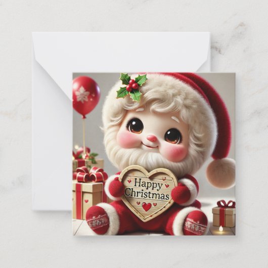 Schattigee kerstgroet van de kerstman notitiekaartje (Voorkant)
