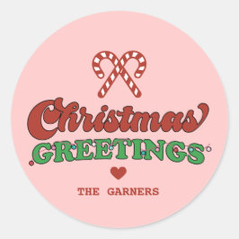 Schattigee kerstgroeten Retro Ronde Sticker