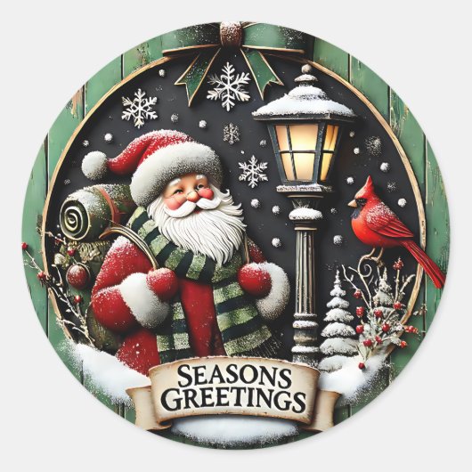 Schattigee kerstgroeten ronde sticker (Voorkant)