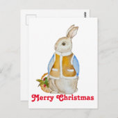 Schattigee kersthaas met een mand met sparrenzemel briefkaart (Voorkant / Achterkant)