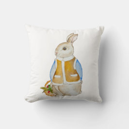 Schattigee kersthaas met een mand met sparrenzemel kussen