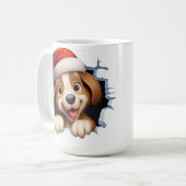Schattigee Kersthond door muur geïllustreerd Koffiemok (Voorkant links)