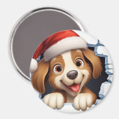 Schattigee Kersthond door muur geïllustreerd Magneet (Voorkant / Achterkant)