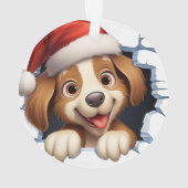 Schattigee Kersthond door muur geïllustreerd Ornament (achterkant)