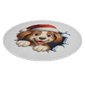 Schattigee Kersthond door muur geïllustreerd Snijplank (Hoek)