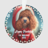 Schattigee Kersthond Happy Holiday 2-zijdige 2-fot Ornament (voorkant)