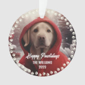 Schattigee Kersthond Happy Holiday 2-zijdige 2-fot Ornament (voorkant)