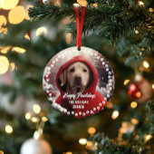 Schattigee Kersthond Happy Holiday 2-zijdige 2-fot Ornament