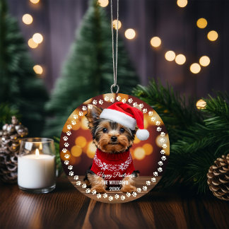 Schattigee Kersthond Happy Holiday 2-zijdige 2-fot Ornament